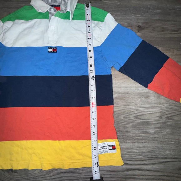 Vintage 90s Tommy Jeans Colorblock Rugby Shirt Limited Edition Y2K Prep - Picture 7 of 9